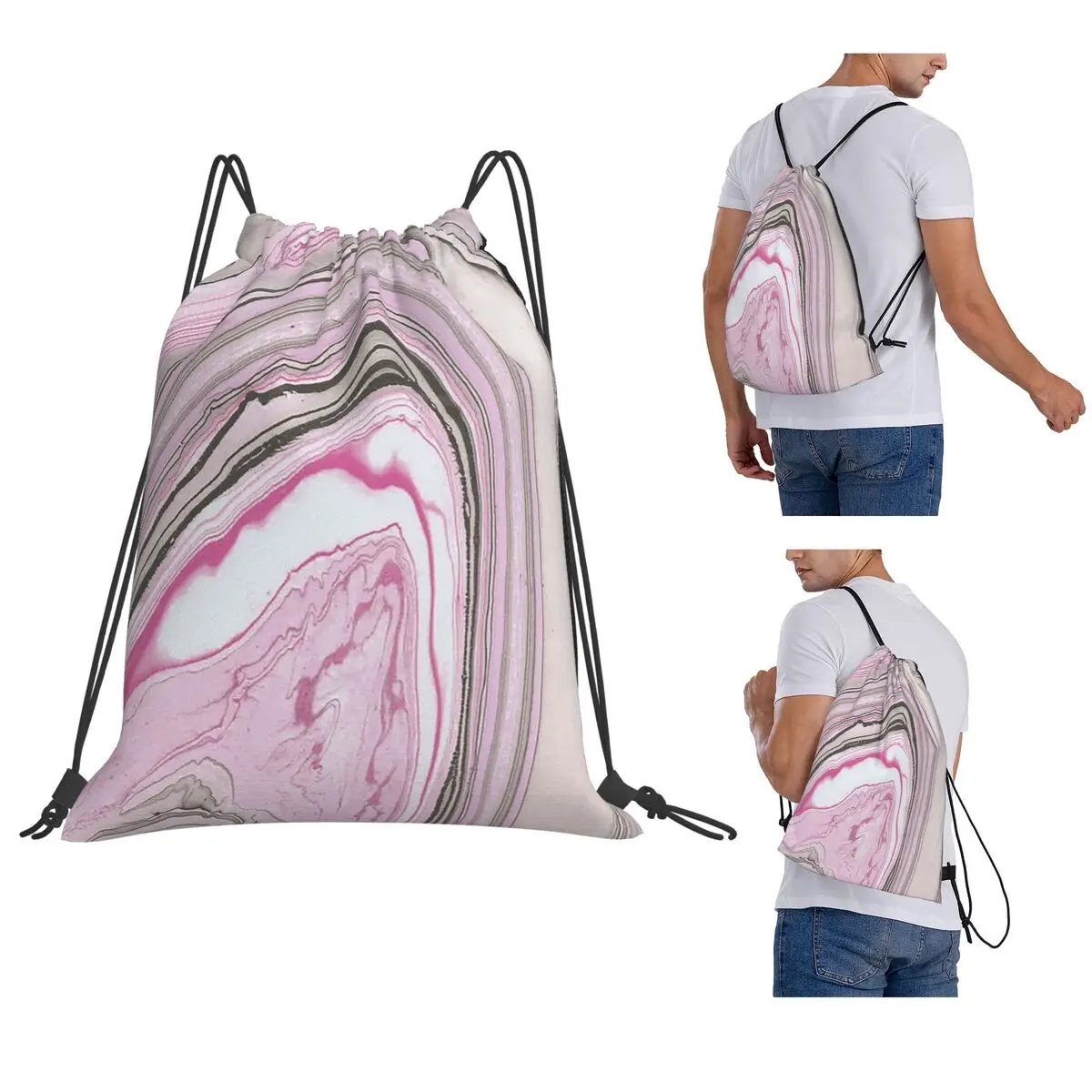 Pink Swirl (Faux) Marble With Gray Veins Backpacks Casual Drawstring Bundle Pocket Storage Bag Book Bags for Man Woman School
Pink Swirl (Faux) Marble With Gray Veins Backpacks Casual Drawstring Bundle Pocket Storage Bag Book Bags for Man Woman School