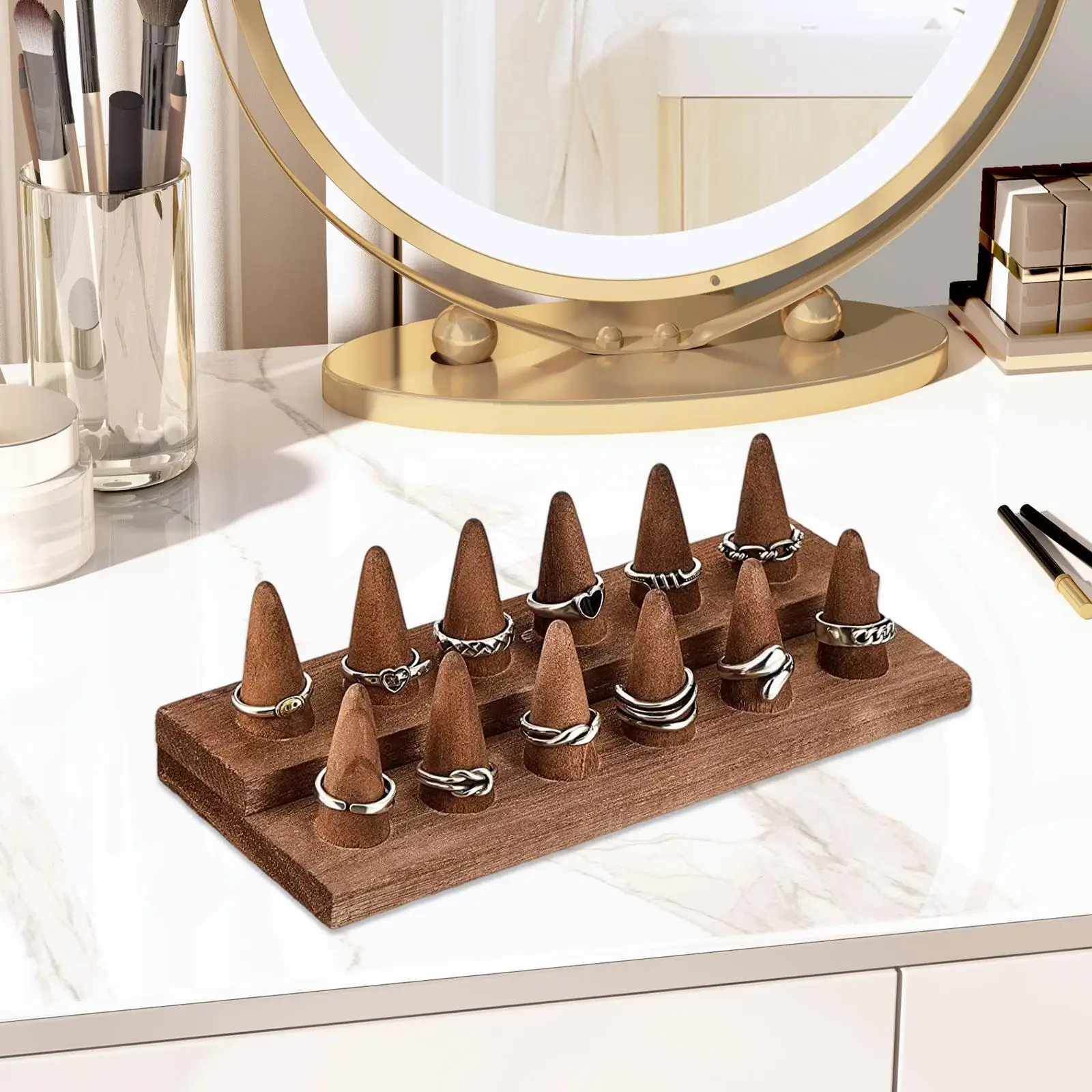 12 Fingers Wood Ring Display Stand Space Saving for Craft Fairs Showcase for Countertop Dressing Table Show Retail Stores Home
12 Fingers Wood Ring Display Stand Space Saving for Craft Fairs Showcase for Countertop Dressing Table Show Retail Stores Home