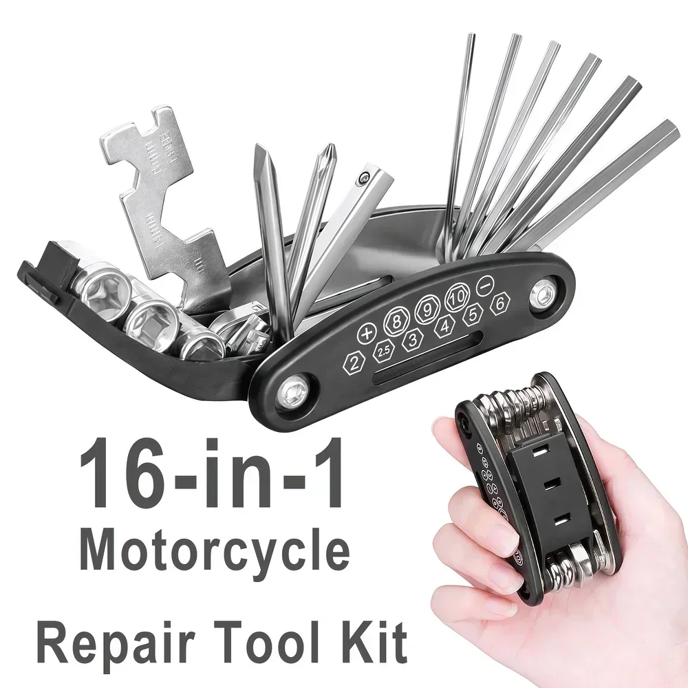 16 in 1 Multipurpose Bike Repair Tool Kits Bicycle Multi Tool Screwdriver Tire Levers Hex Spoke Wrench Folding Repair Tools
16 in 1 Multipurpose Bike Repair Tool Kits Bicycle Multi Tool Screwdriver Tire Levers Hex Spoke Wrench Folding Repair Tools