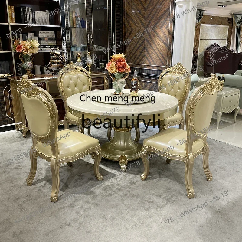 French solid wood round dining table marble luxury carved dining room matching furniture2936
French solid wood round dining table marble luxury carved dining room matching furniture2936
