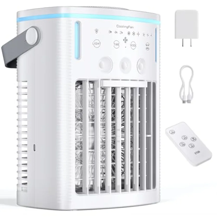 Portable Air Conditioner for Bedroom: Ultra-Quiet 4-in-1 Evaporative Cooler with 1000mL Tank, Remote, 3 Mist Levels, 7-Color Li
Portable Air Conditioner for Bedroom: Ultra-Quiet 4-in-1 Evaporative Cooler with 1000mL Tank, Remote, 3 Mist Levels, 7-Color Li