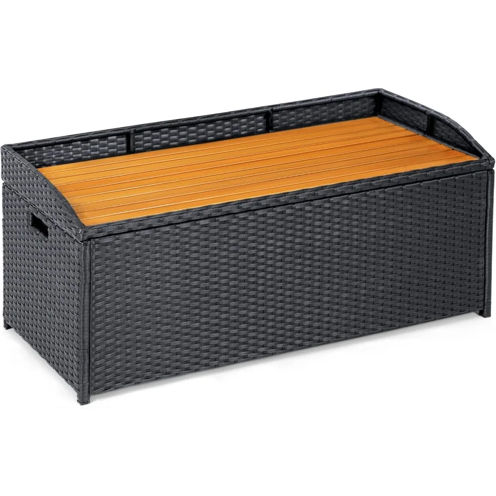 70 Gallon Rattan Wicker Large Storage Bench Deck Box Outdoor Indoor Waterproof Storage Box with Wood Bench Surface for Patio Fu
70 Gallon Rattan Wicker Large Storage Bench Deck Box Outdoor Indoor Waterproof Storage Box with Wood Bench Surface for Patio Fu
