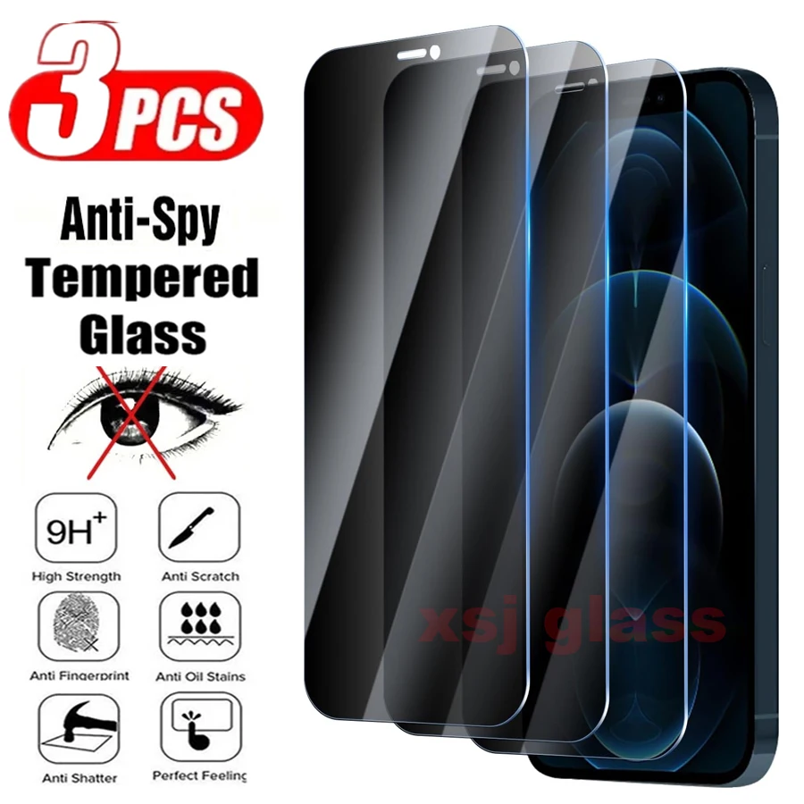 9H Anti-Spy Protective Tempered Glass Film For iPhone 12 Pro Max 12 Mini 3Pcs Privacy Screen Protector
9H Anti-Spy Protective Tempered Glass Film For iPhone 12 Pro Max 12 Mini 3Pcs Privacy Screen Protector