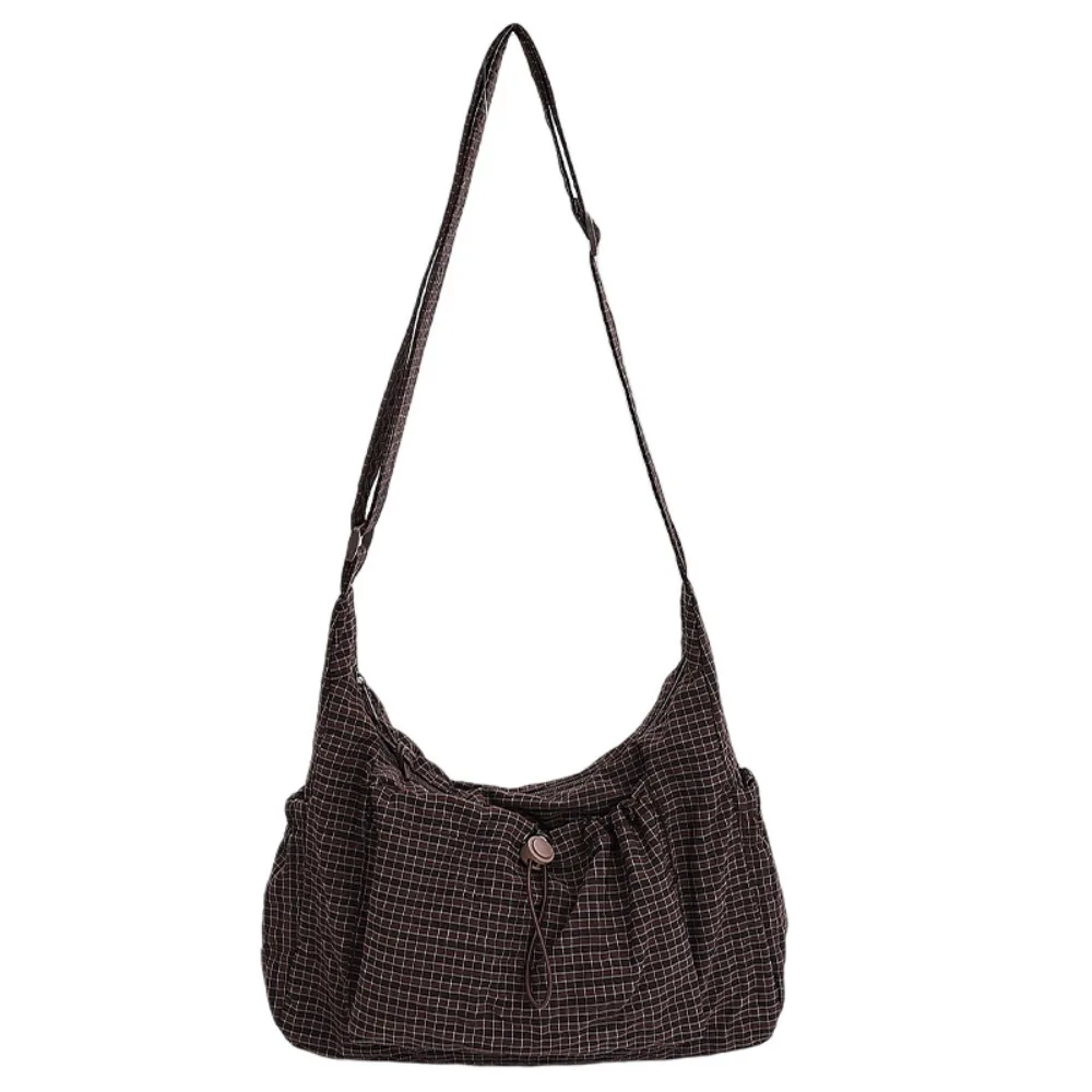 Adjustable Strap Plaid Crossbody Shoulder Bag Pleated Zipper Large Capacity Drawstring Handbag Tote Cloth
Adjustable Strap Plaid Crossbody Shoulder Bag Pleated Zipper Large Capacity Drawstring Handbag Tote Cloth