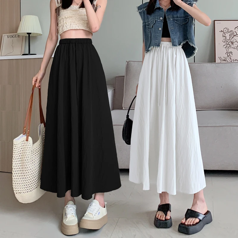 Real Photos Midi Skirt Women 2024 Summer Casual Solid A Line High Elastic Waist Mid-calf Length Skirt With Linning
Real Photos Midi Skirt Women 2024 Summer Casual Solid A Line High Elastic Waist Mid-calf Length Skirt With Linning