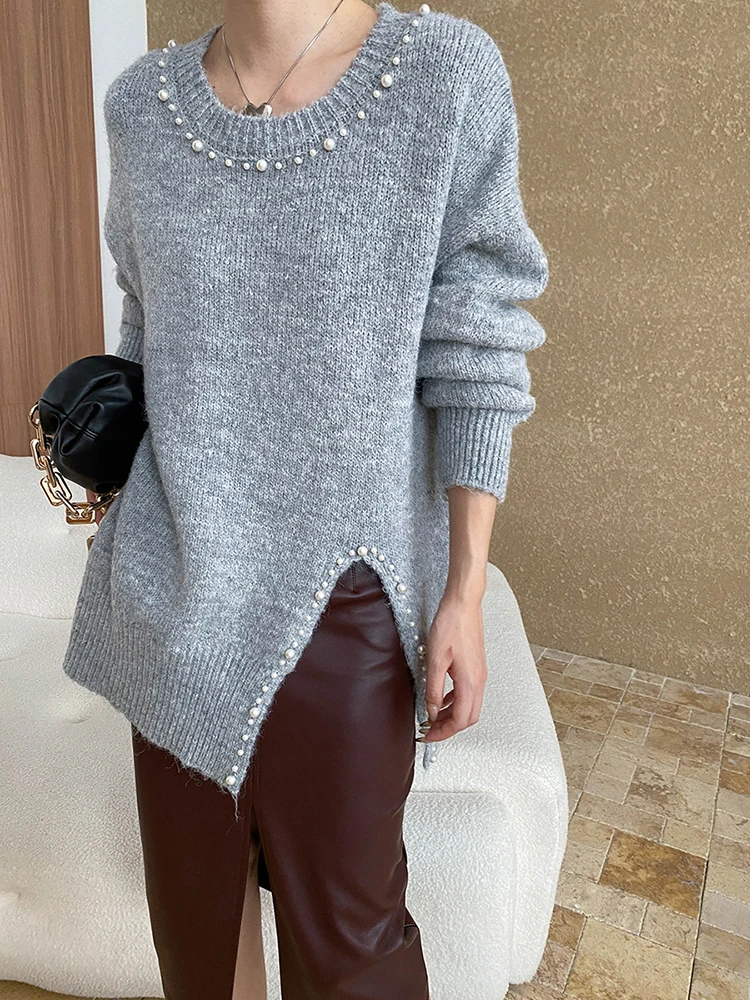 Beige Big Size Slit Knitting Sweater Round Neck Long Sleeve Women Pullovers New Fashion Tide Spring Autumn
Beige Big Size Slit Knitting Sweater Round Neck Long Sleeve Women Pullovers New Fashion Tide Spring Autumn