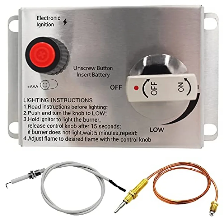 5.98 x3.58 Inch Propane Gas Fire Pit Control Panel with Safety Flame Failure Valve and Thermocouple Ignition Knob Assembly Kit
5.98 x3.58 Inch Propane Gas Fire Pit Control Panel with Safety Flame Failure Valve and Thermocouple Ignition Knob Assembly Kit
