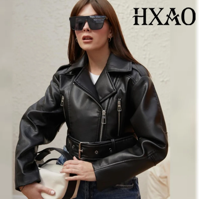 HXAO Куртка из искусственной кожи Женская короткая куртка с поясом Женская мотобайкерская куртка на молнии Уличная укороченная черная куртка с длинными рукавами
HXAO Куртка из искусственной кожи Женская короткая куртка с поясом Женская мотобайкерская куртка на молнии Уличная укороченная черная куртка с длинными рукавами