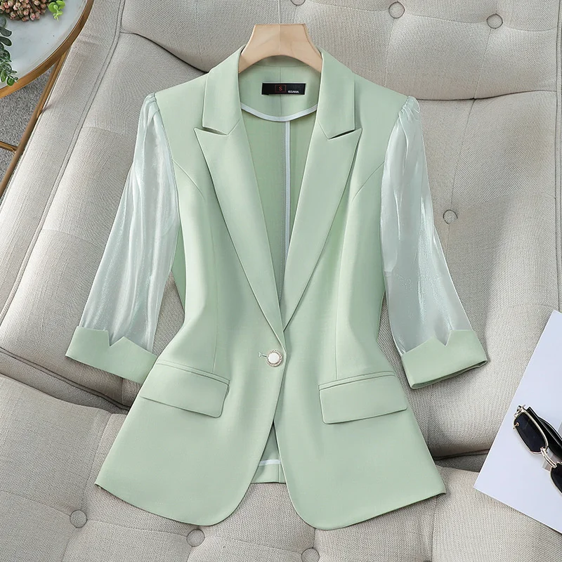 Новый женский блейзер с рукавом до локтя на одной пуговице, весенне-летний, для офиса, формальный пиджак
Новый женский блейзер с рукавом до локтя на одной пуговице, весенне-летний, для офиса, формальный пиджак