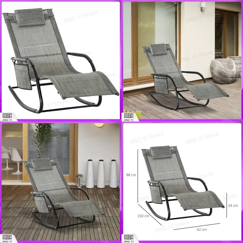 Outdoor Rocking Chair Patio Sun Lounger with Breathable Mesh Fabric Removable Headrest Pillow Garden Furniture
Outdoor Rocking Chair Patio Sun Lounger with Breathable Mesh Fabric Removable Headrest Pillow Garden Furniture
