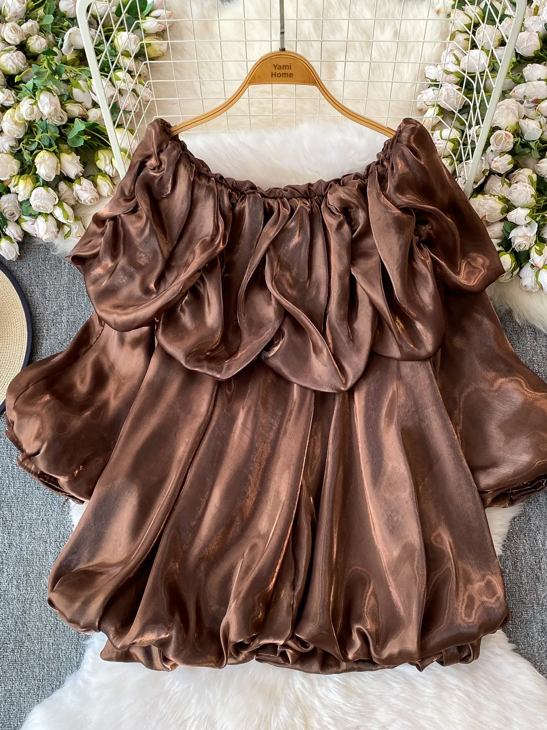 Elegant Lace Trim One Shoulder Shirt Women's Beautiful Design Flower Bud Top Ageless Pearl Snowflake Chiffon Korean Style Blouse
Elegant Lace Trim One Shoulder Shirt Women's Beautiful Design Flower Bud Top Ageless Pearl Snowflake Chiffon Korean Style Blouse