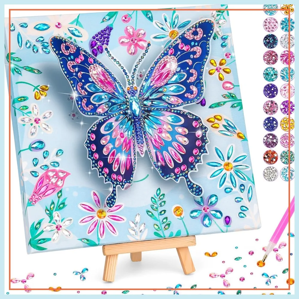 Diamond Art Kit for Kids, Gifts for 6-10 Year Old Girls, Gem Art Butterfly Kit with Frame, Fun Activities for Home Decor
Diamond Art Kit for Kids, Gifts for 6-10 Year Old Girls, Gem Art Butterfly Kit with Frame, Fun Activities for Home Decor