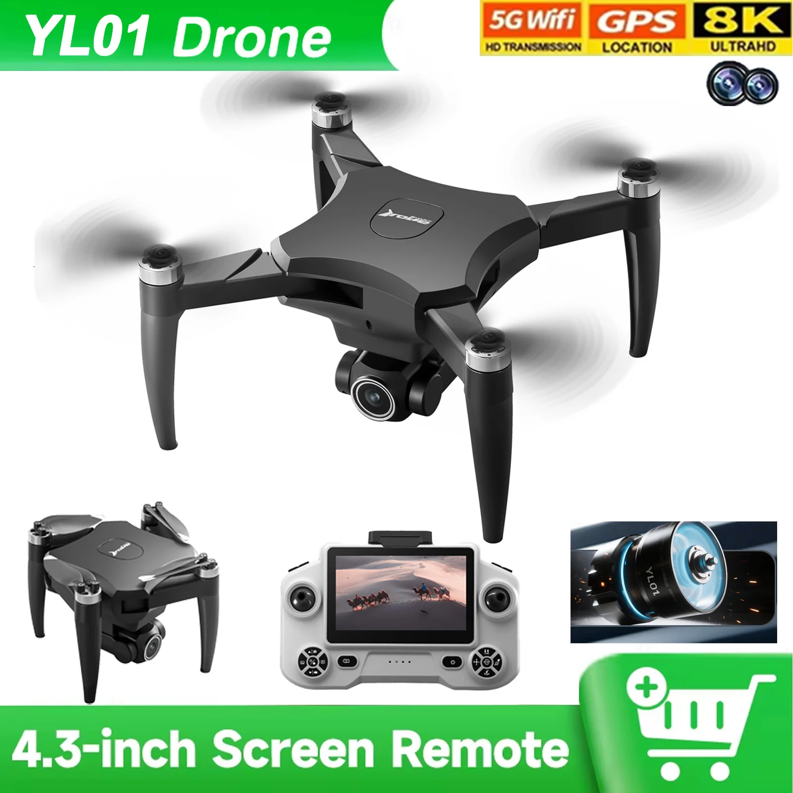 YL01 Drone 4.3 Inches Screen Rc 8K Flow Camera Brushless Motor Helicopter Optical Flow Obstacle Avoidance Quadcopter Dron RC Toy
YL01 Drone 4.3 Inches Screen Rc 8K Flow Camera Brushless Motor Helicopter Optical Flow Obstacle Avoidance Quadcopter Dron RC Toy