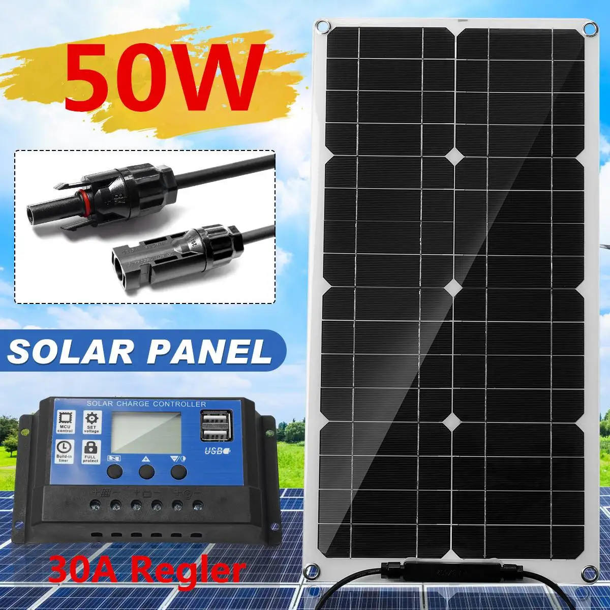 Комплект солнечной панели 30 А, контроллер 50 Вт, Гибкая солнечная панель s 12 В, высокоэффективный модуль зарядного устройства для аккумулятора, внешняя батарея
Комплект солнечной панели 30 А, контроллер 50 Вт, Гибкая солнечная панель s 12 В, высокоэффективный модуль зарядного устройства для аккумулятора, внешняя батарея