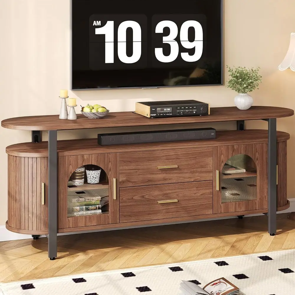 70 TV Stand with Storage and Sliding Door, Walnut Finish for Living Room or Bedroom Entertainment
70 TV Stand with Storage and Sliding Door, Walnut Finish for Living Room or Bedroom Entertainment
