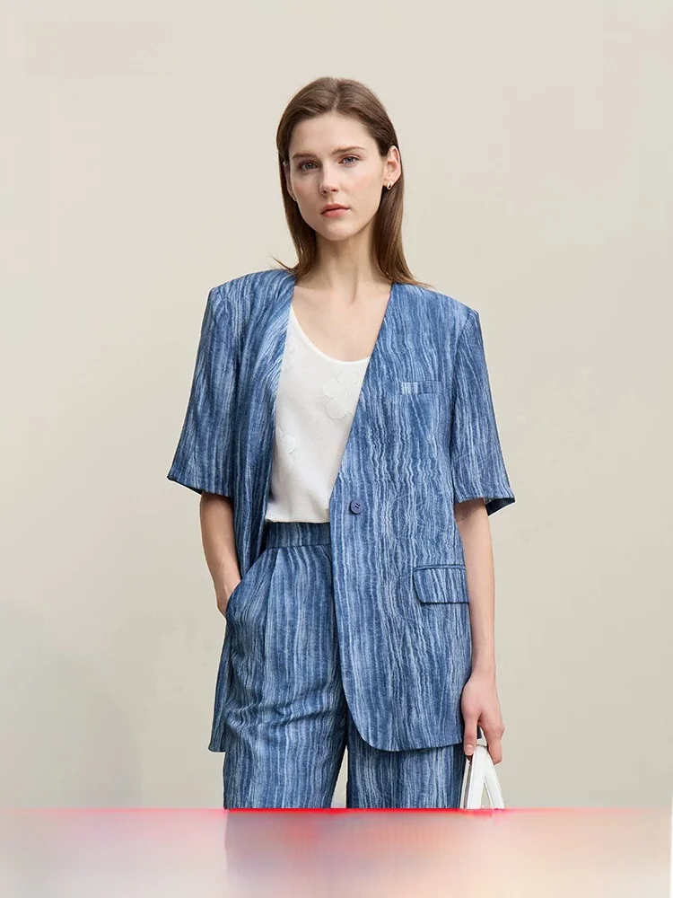 Summer New Style Commute V-neck Short Sleeve Dyed Loose Shoulder Pad Suit Women's Loose Fit One Button Tie Dye Suit Top
Summer New Style Commute V-neck Short Sleeve Dyed Loose Shoulder Pad Suit Women's Loose Fit One Button Tie Dye Suit Top