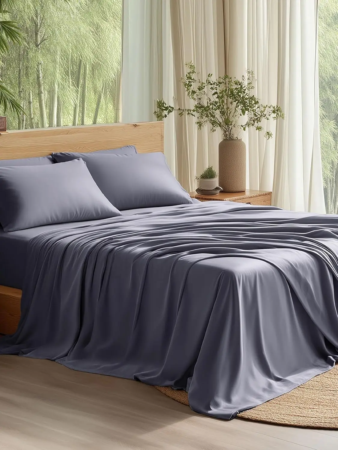 Queen Sheet Set, Cooling Sheets for Queen Size Bed Set, Rayon Derived from Bamboo, Breathable & Soft, Deep Pocket Up to 16",Grey
Queen Sheet Set, Cooling Sheets for Queen Size Bed Set, Rayon Derived from Bamboo, Breathable & Soft, Deep Pocket Up to 16",Grey