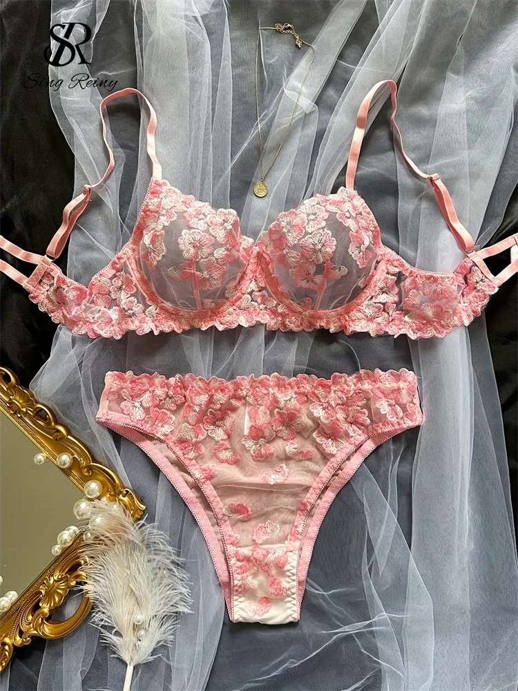 SINGREINY Mesh Sheer Lingerie Two Pieces Suits French Floral Seusual Underwear Sets Women Embroidery Sexy Bra&Briefs Sets
SINGREINY Mesh Sheer Lingerie Two Pieces Suits French Floral Seusual Underwear Sets Women Embroidery Sexy Bra&Briefs Sets