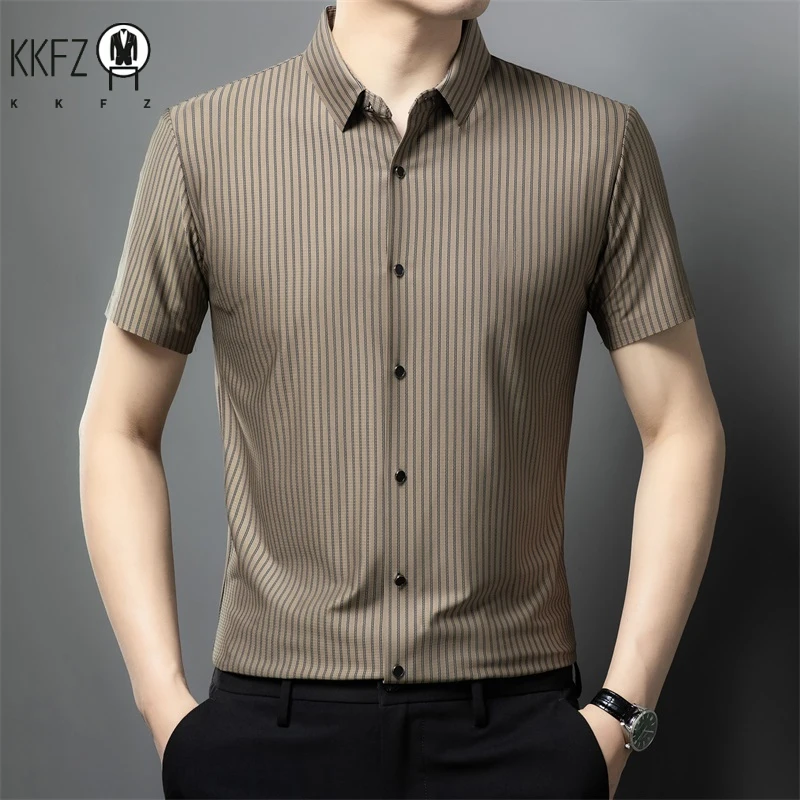 New Men's Casual Striped Short Sleeved Lapel Shirt for Summer Fashion Comfort No Ironing Wrinkle Resistant Top
New Men's Casual Striped Short Sleeved Lapel Shirt for Summer Fashion Comfort No Ironing Wrinkle Resistant Top