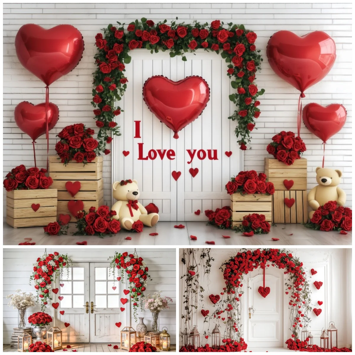Romantic Valentine's Day Decorations Backgrounds Heart Balloon Teddy Bear Proposal Wedding Bridal Portrait Photography Backdrops
Romantic Valentine's Day Decorations Backgrounds Heart Balloon Teddy Bear Proposal Wedding Bridal Portrait Photography Backdrops