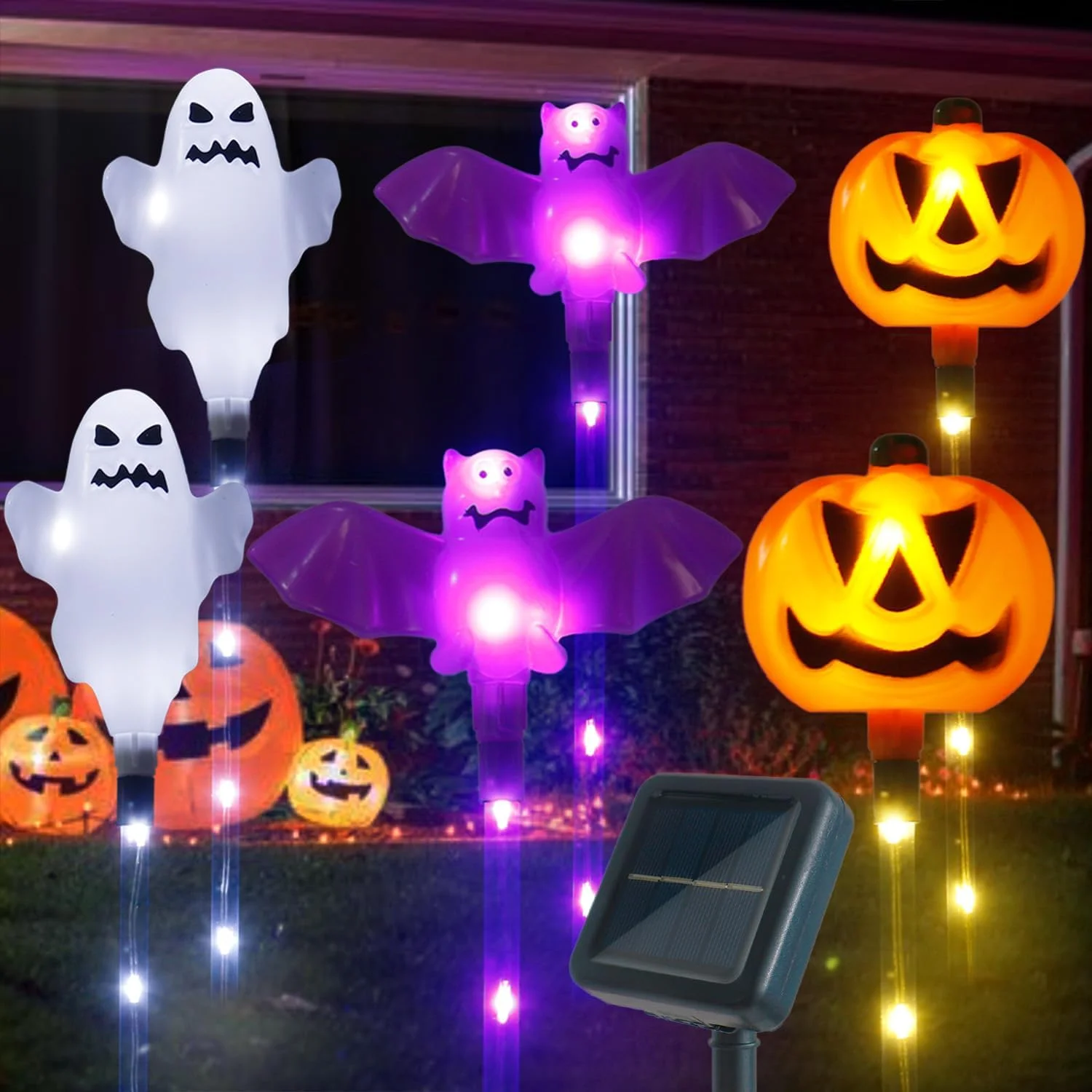 6pcs/set Solar Pumpkin Bat Ghost Pathway Lights Color Changing Outdoor Halloween Lights For Home Garden Party Porch Yard Decor
6pcs/set Solar Pumpkin Bat Ghost Pathway Lights Color Changing Outdoor Halloween Lights For Home Garden Party Porch Yard Decor