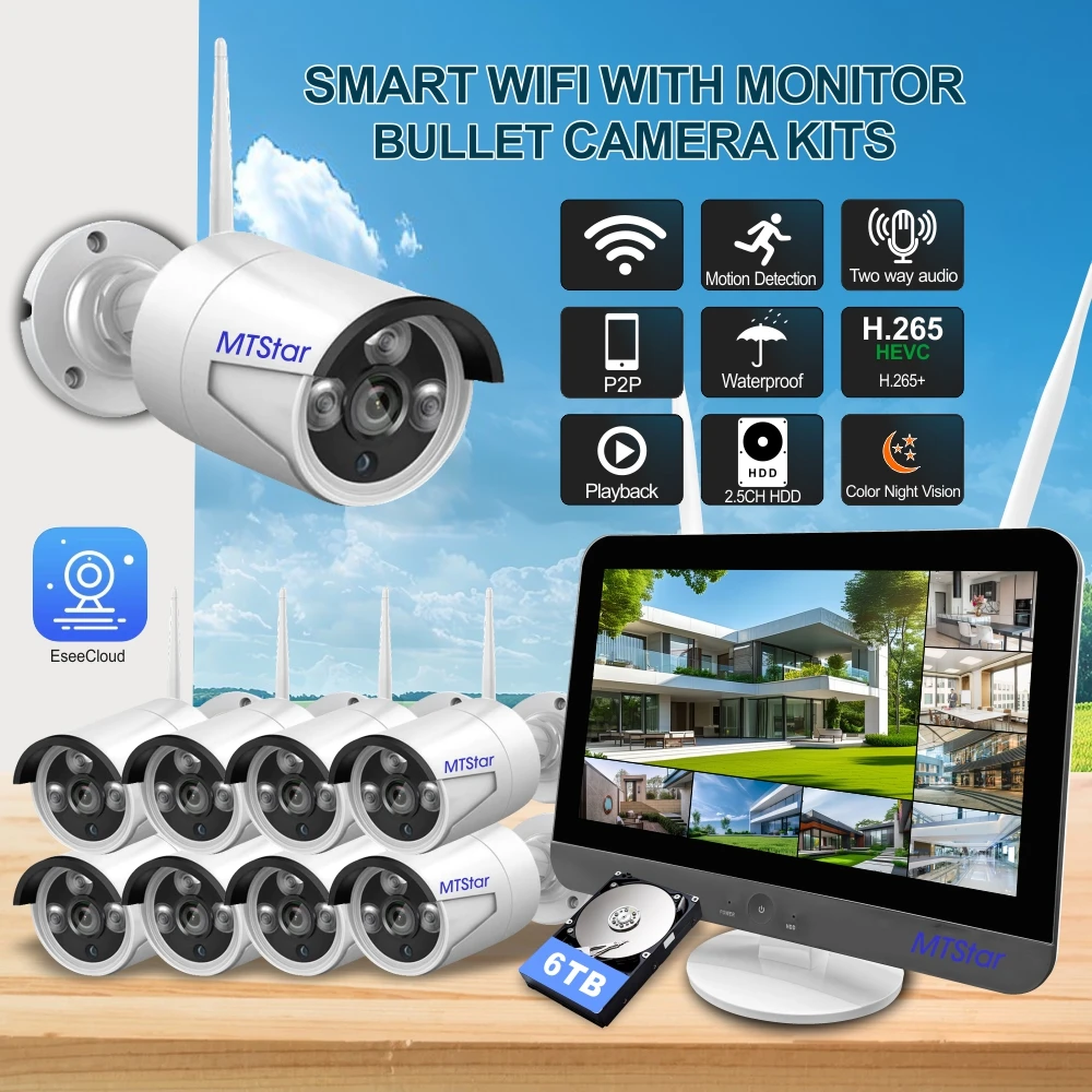 Anxinshi 8CH Smart Wireless WiFi Camera Kit 5MP PTZ Outdoor Security Cam Video Surveillance System With 16.5 inch LCD
Anxinshi 8CH Smart Wireless WiFi Camera Kit 5MP PTZ Outdoor Security Cam Video Surveillance System With 16.5 inch LCD