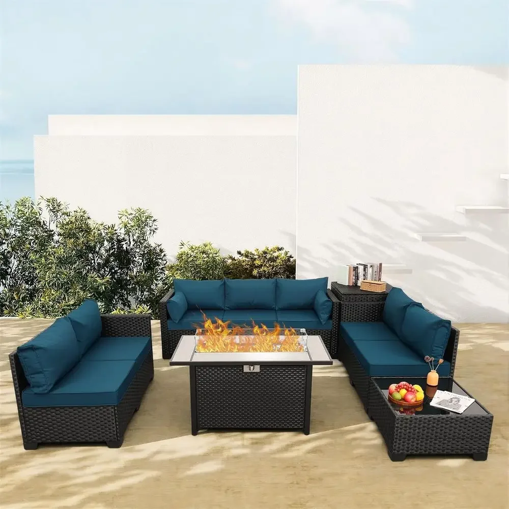45 Outdoor Patio Furniture Set with 6 Pieces, Gas Fire Pit, Storage, Glass Coffee Table, Waterproof Cushions
45 Outdoor Patio Furniture Set with 6 Pieces, Gas Fire Pit, Storage, Glass Coffee Table, Waterproof Cushions