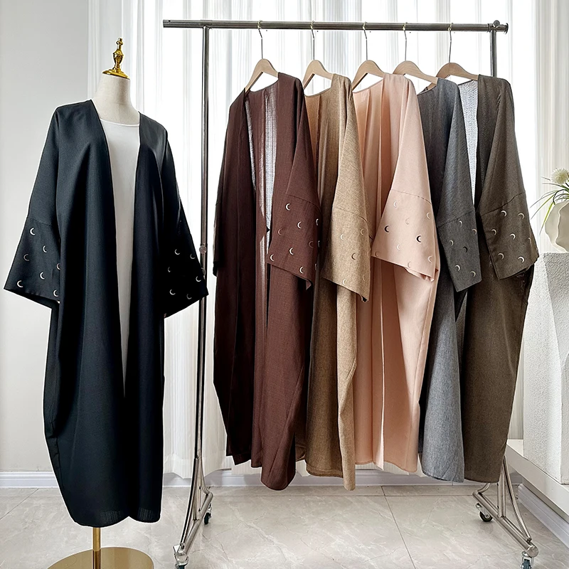 New Arrival Turkey Eid Modest Dubai Abaya Girl Muslim Women Dress Luxury Moon Embroidery Sleeves Linen Kimono Open Abaya
New Arrival Turkey Eid Modest Dubai Abaya Girl Muslim Women Dress Luxury Moon Embroidery Sleeves Linen Kimono Open Abaya