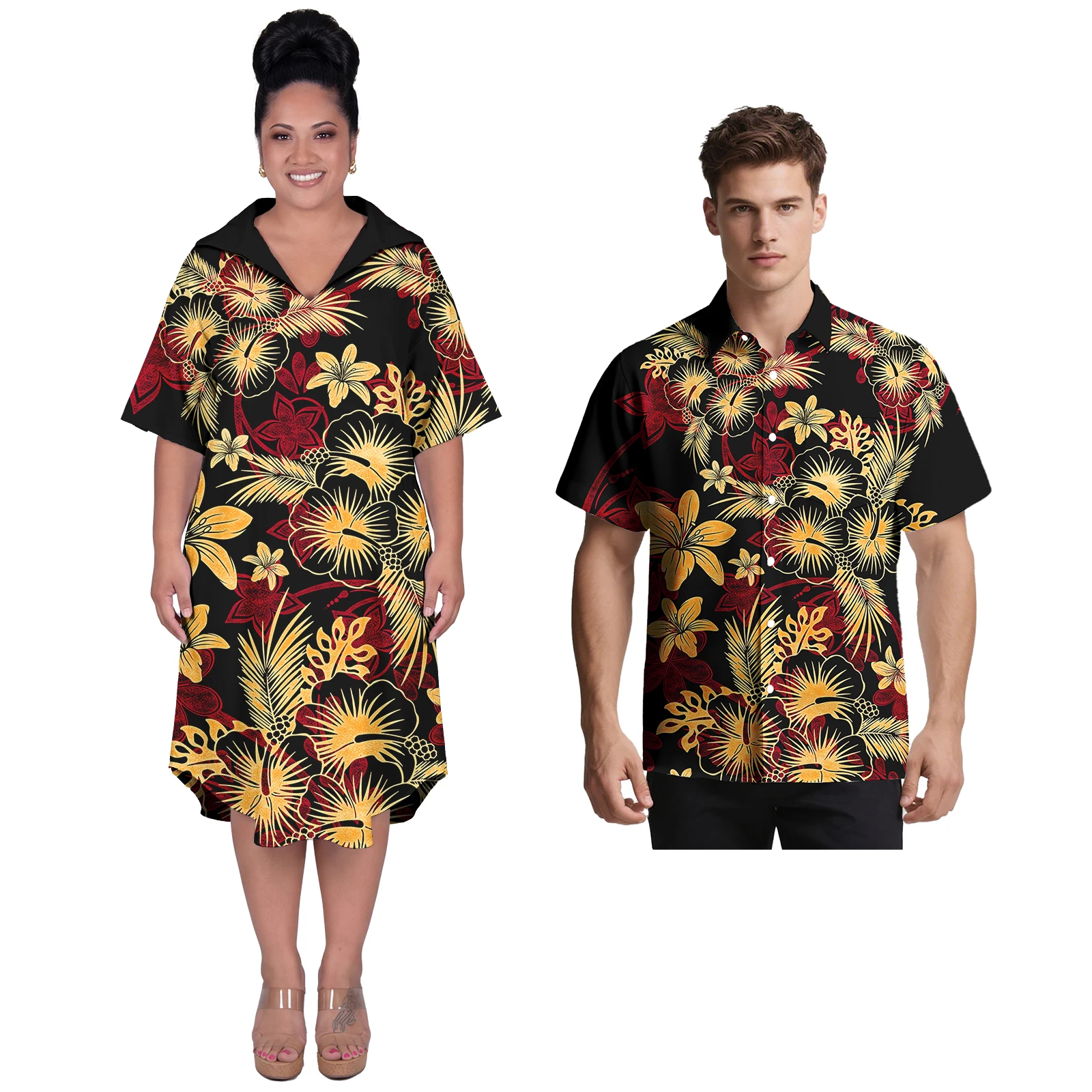 Couple Suit Custom Hawaii Men Shirts Samoan V-Neck Dresses Women Elegant Polynesian Tribal Style Plus Size Sweet Lovers Clothes
Couple Suit Custom Hawaii Men Shirts Samoan V-Neck Dresses Women Elegant Polynesian Tribal Style Plus Size Sweet Lovers Clothes