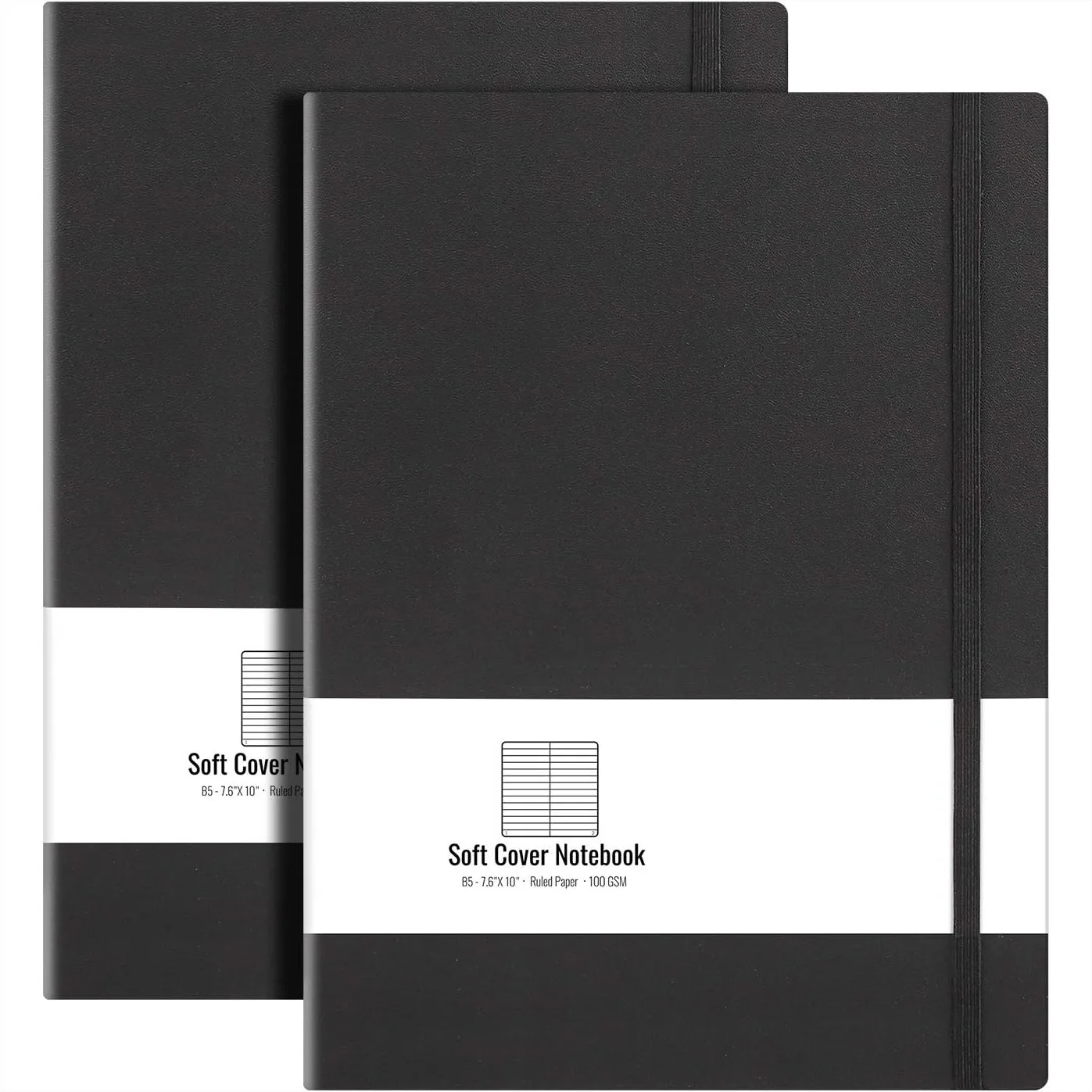 B5 College Ruled Notebook 2-Pack, 7.6x10 inch Softcover Journal with Thick 100gsm Lined Paper, 408 Numbered Pages, Black
B5 College Ruled Notebook 2-Pack, 7.6x10 inch Softcover Journal with Thick 100gsm Lined Paper, 408 Numbered Pages, Black