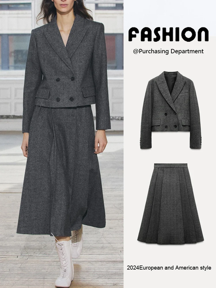 New Autumn Women's Fashion Mix-Cut Twill Suit Jacket Midi Skirt Set Elegant Professional Workwear Chinese Manufacturer
New Autumn Women's Fashion Mix-Cut Twill Suit Jacket Midi Skirt Set Elegant Professional Workwear Chinese Manufacturer