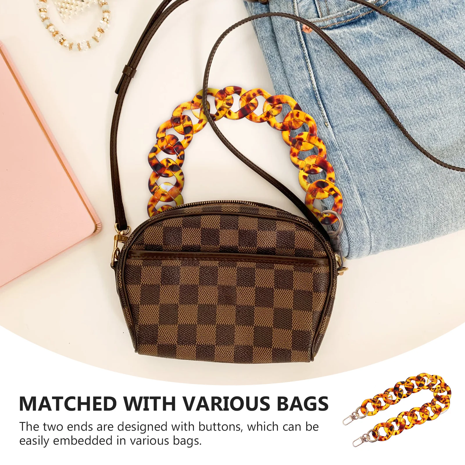 1 pc Contrast Color Retro Chain Smooth Surface Handbag Replacement Strap Portable Bag Accessory Vintage Acrylic Decoration
1 pc Contrast Color Retro Chain Smooth Surface Handbag Replacement Strap Portable Bag Accessory Vintage Acrylic Decoration