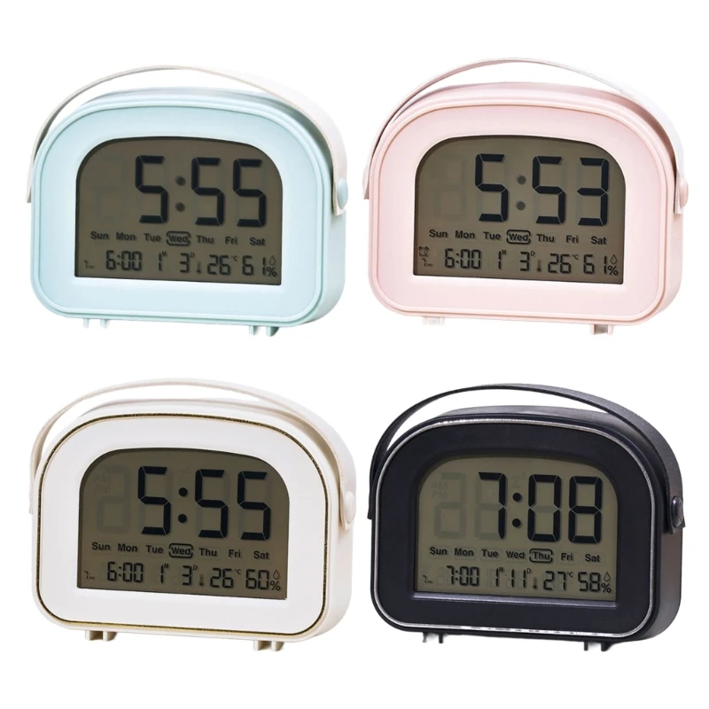U75B Adjustable Digital Alarm Clock Temperature Display Sensors Clear Screen Ergonomic Button