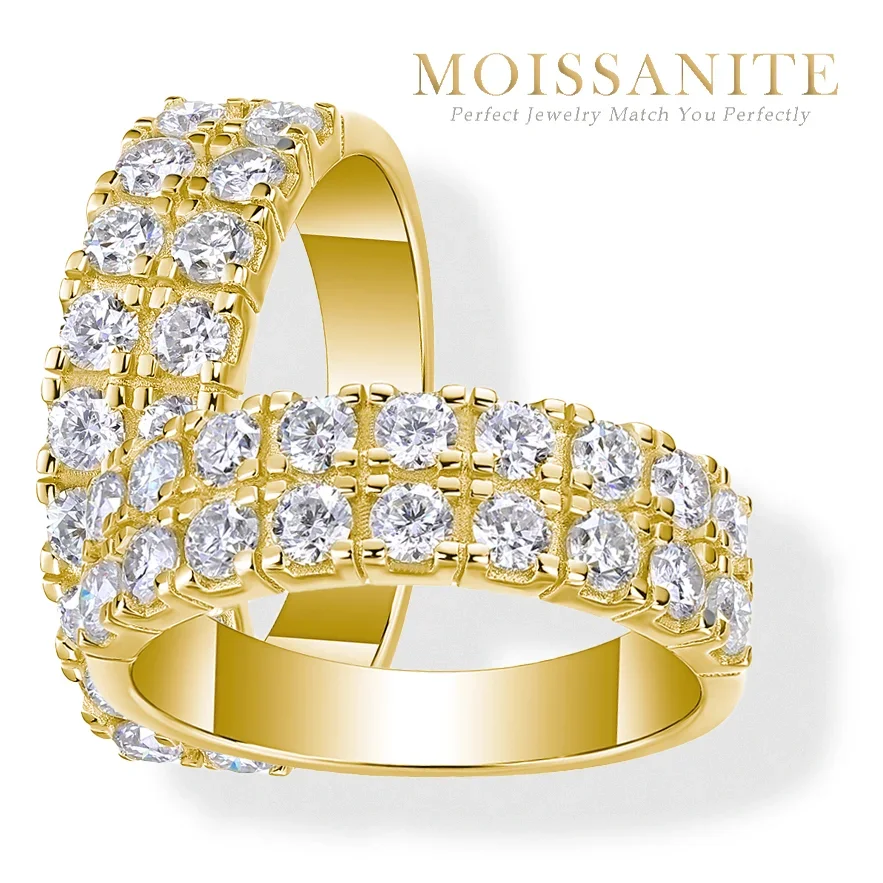 1.08cttw Double Row Moissanite Half Eternity Band - S925 Sterling Silver Gold-Plated, Elegant 2-Row Design, Perfect for Weddings
1.08cttw Double Row Moissanite Half Eternity Band - S925 Sterling Silver Gold-Plated, Elegant 2-Row Design, Perfect for Weddings