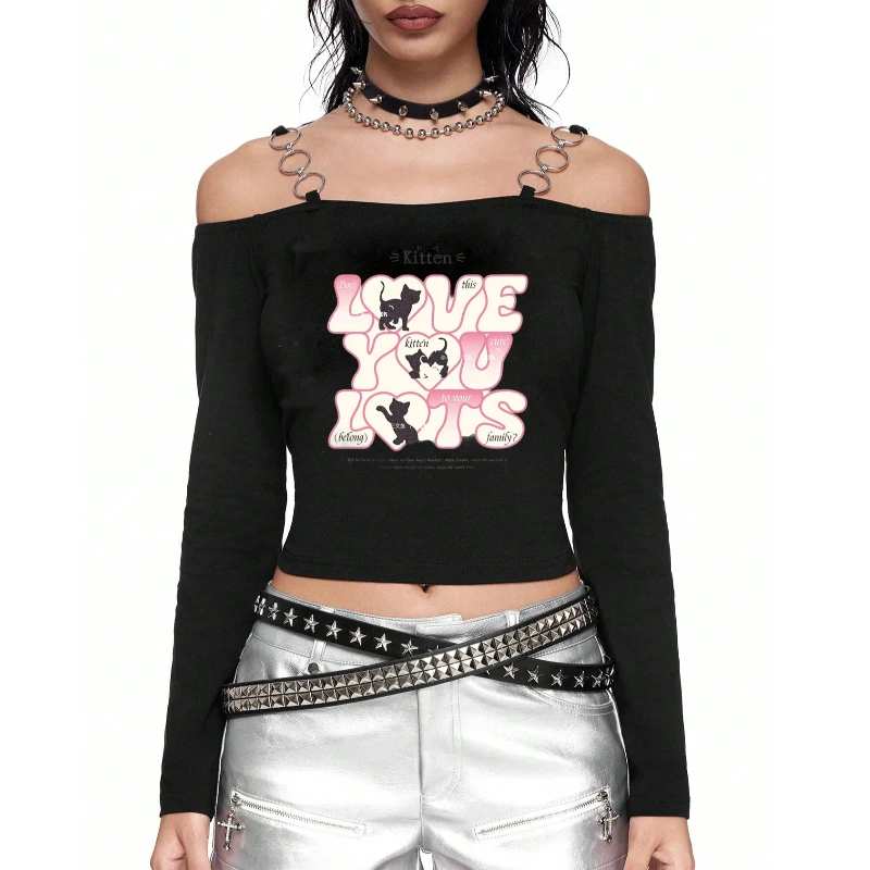 Summer women's gothic street fashion Peplum top retro hand-painted sticker cat pattern long sleeved hooded wrapped T-shirt Y2k c
Summer women's gothic street fashion Peplum top retro hand-painted sticker cat pattern long sleeved hooded wrapped T-shirt Y2k c