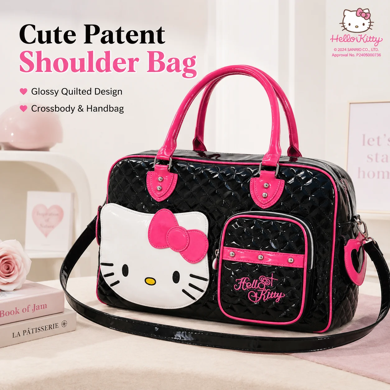 Sanrio Hello Kitty Y2K Large Capacity Travel Duffle Bag Shiny Quilted PU Leather Kawaii Portable Handbag Crossbody Shoulder Bag
Sanrio Hello Kitty Y2K Large Capacity Travel Duffle Bag Shiny Quilted PU Leather Kawaii Portable Handbag Crossbody Shoulder Bag