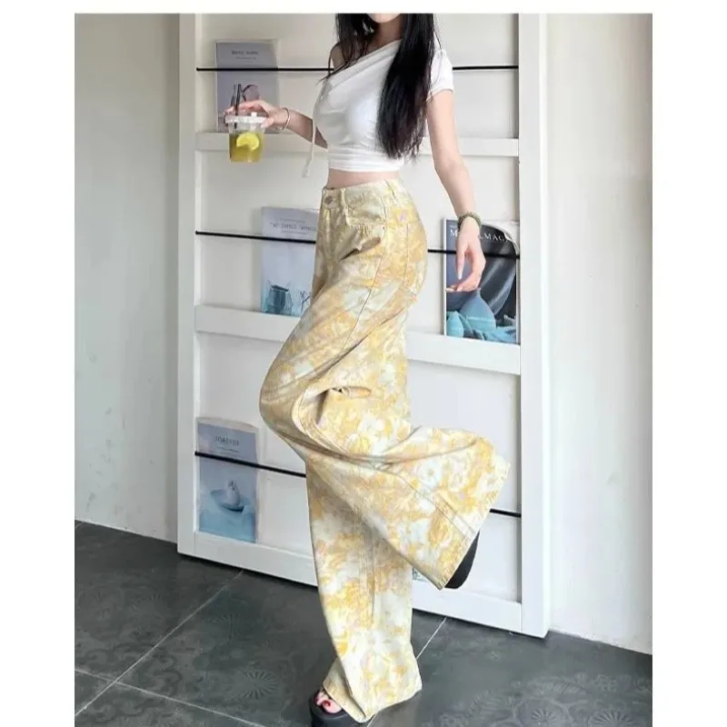 Women's Loose Straight Leg Jeans Elastic Casual Vintage Printed High Waist Wide Leg Pants Slimming Summer Long Trousers
Women's Loose Straight Leg Jeans Elastic Casual Vintage Printed High Waist Wide Leg Pants Slimming Summer Long Trousers