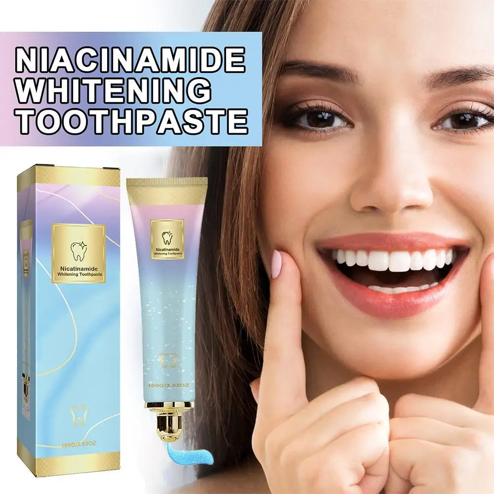 Отбеливающая зубная паста Niacinamide для чистки зубов, длительное освежающее средство для освежения дыхания и отбеливания зубов
Отбеливающая зубная паста Niacinamide для чистки зубов, длительное освежающее средство для освежения дыхания и отбеливания зубов