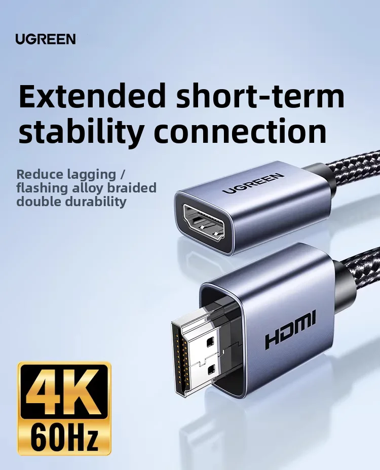 UGREEN HD-MI Cable 4K/60Hz Male to Female Extender,Ultra High Speed HD-MI Male to Female Adapter
UGREEN HD-MI Cable 4K/60Hz Male to Female Extender,Ultra High Speed HD-MI Male to Female Adapter