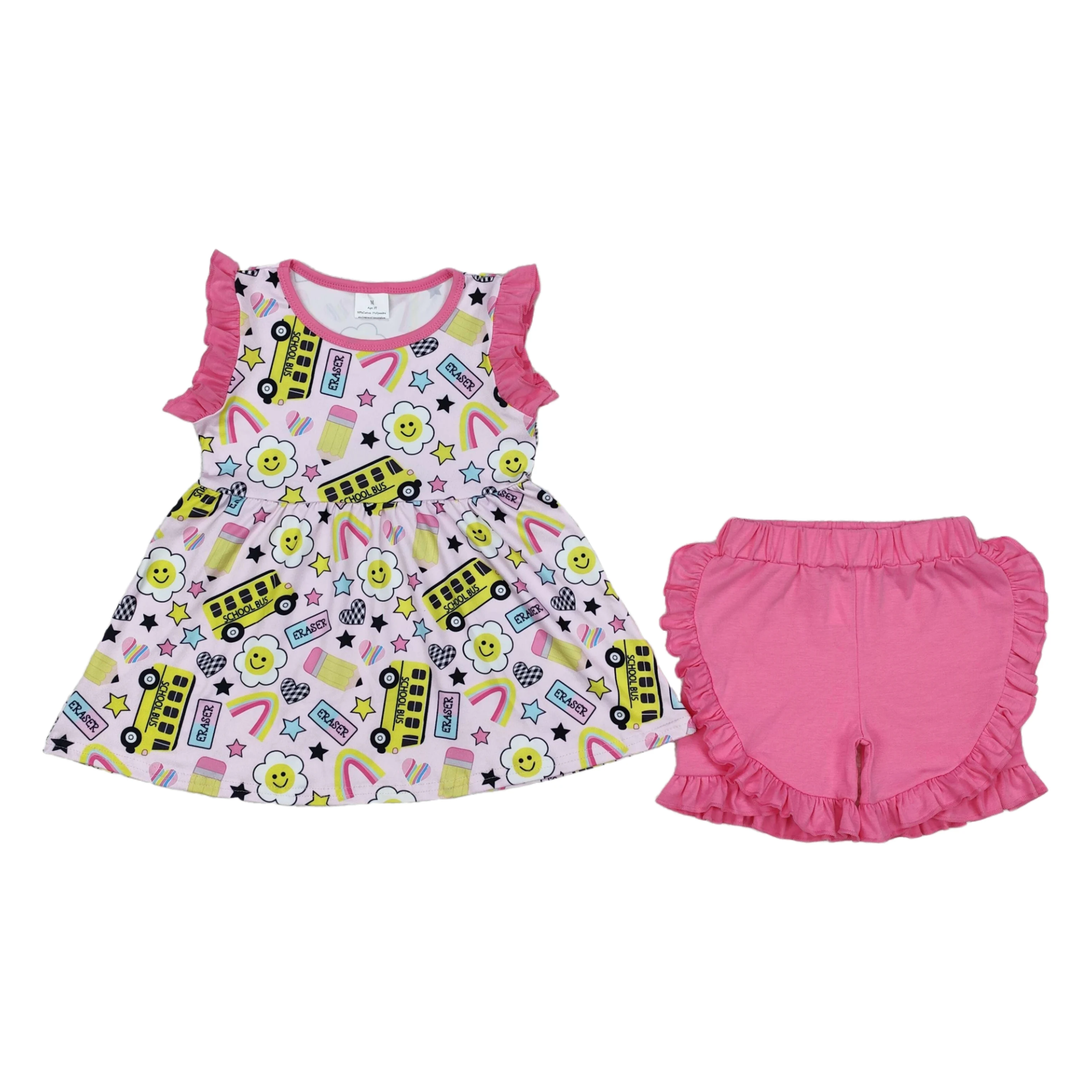 Wholesale Hot Sale Baby Girl Bus Pencil Back To School Tunic Ruffle Shorts Clothes Sets Children Summer Toddler Boutique Outfit
Wholesale Hot Sale Baby Girl Bus Pencil Back To School Tunic Ruffle Shorts Clothes Sets Children Summer Toddler Boutique Outfit
