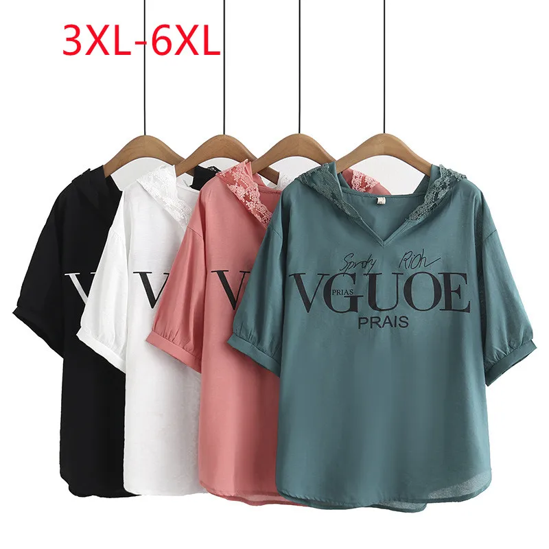 New 2023 Ladies Spring Summer Plus Size Tops For Women Large Size Short Sleeve V-neck Hooded Green T-shirt 3XL 4XL 5XL 6XL
New 2023 Ladies Spring Summer Plus Size Tops For Women Large Size Short Sleeve V-neck Hooded Green T-shirt 3XL 4XL 5XL 6XL