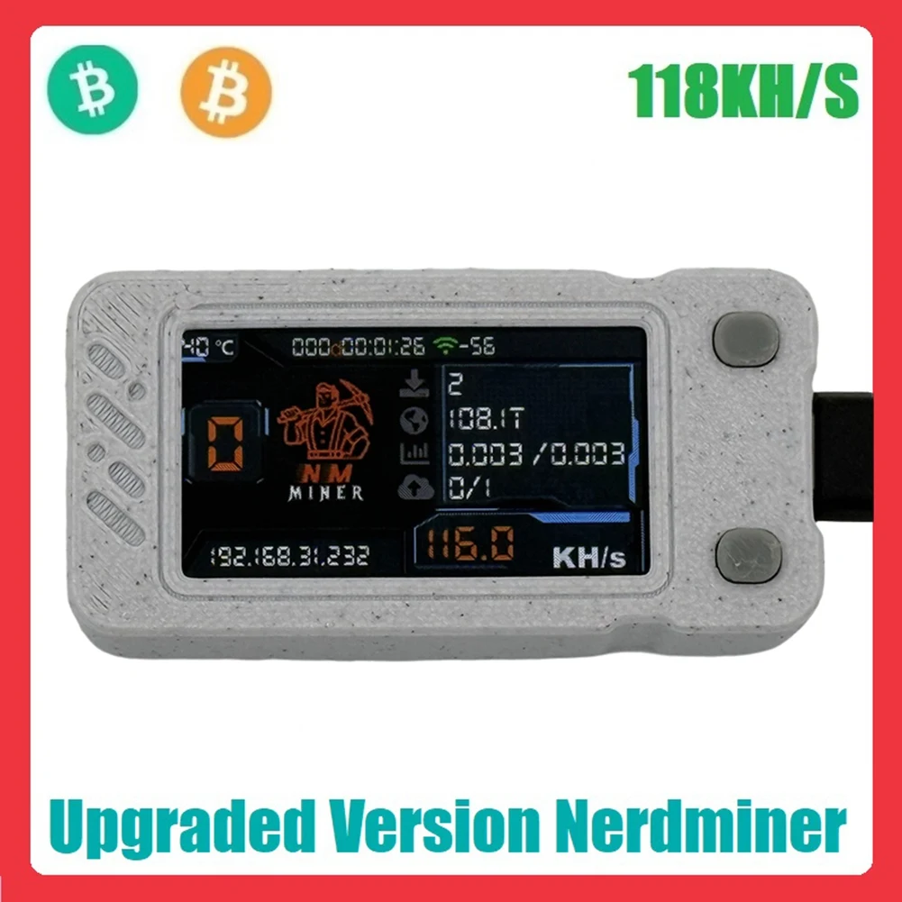 AB20-Upgraded Nerdminer 118KH/S BTC Solo Lottery Mining Miner with Color Screen Mini ASIC Miner Bitcoin BTC Miner Nerd Miner
AB20-Upgraded Nerdminer 118KH/S BTC Solo Lottery Mining Miner with Color Screen Mini ASIC Miner Bitcoin BTC Miner Nerd Miner