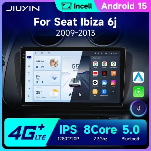 2 Din Car Radio for Seat Ibiza 2009-2013 Audio Multimedia Player CarPlay Android 15 Auto GPS Bluetooth WIFI FM RDS Autoradio