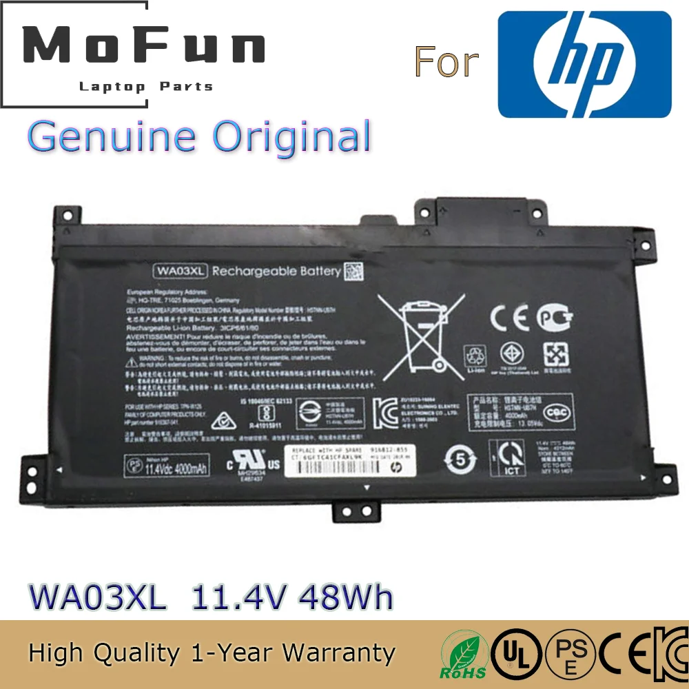 Новый оригинальный аккумулятор WA03XL 11,4 в 48 Вт-ч для ноутбука HP Pavilion X360 15-BR036TX HSTNN-LB7T 916812-855
Новый оригинальный аккумулятор WA03XL 11,4 в 48 Вт-ч для ноутбука HP Pavilion X360 15-BR036TX HSTNN-LB7T 916812-855