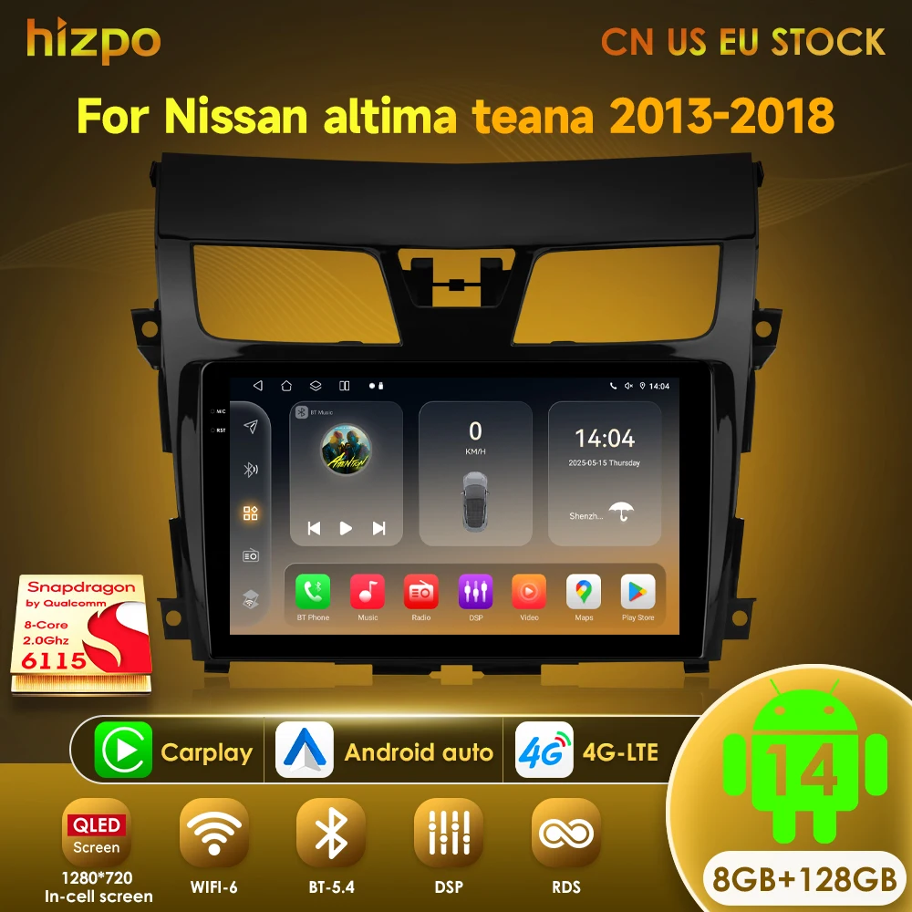 Hizpo Android 14 For Nissan Teana3 Altima 2013 - 2018 Auto 4G Carplay Multimedia Video Player DSP GPS Radio Navigation WIFI BT
Hizpo Android 14 For Nissan Teana3 Altima 2013 - 2018 Auto 4G Carplay Multimedia Video Player DSP GPS Radio Navigation WIFI BT