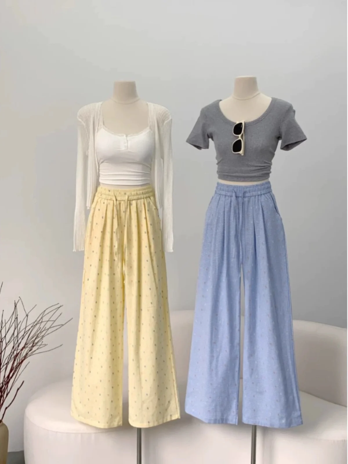 Yellow Polka Dot Wide Leg Pants Women's Summer Thin Hanging Loose Casual Dopaamine Trousers High Waist Long Pants Polyester B...
Yellow Polka Dot Wide Leg Pants Women's Summer Thin Hanging Loose Casual Dopaamine Trousers High Waist Long Pants Polyester B...
