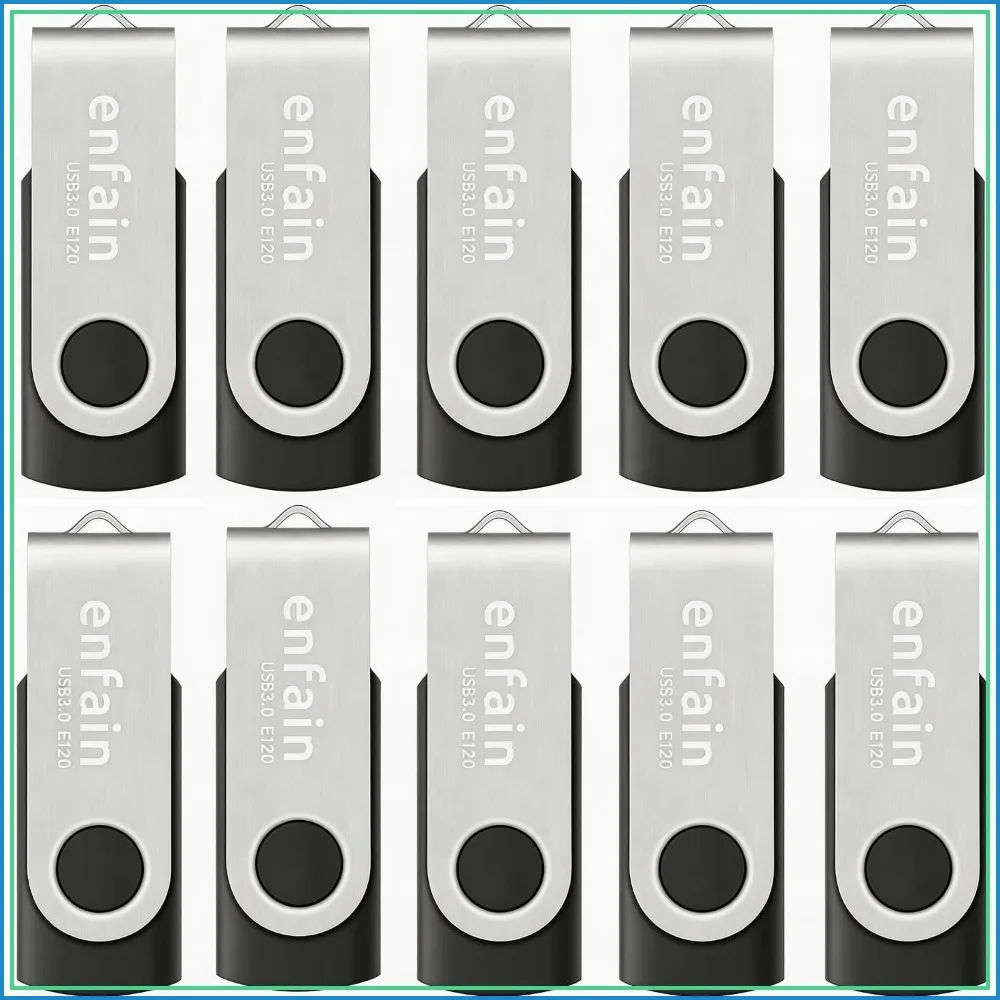 32GB USB 3.0 Flash Drive 10-Pack, 90MB/s Read, 25MB/s Write, Black
32GB USB 3.0 Flash Drive 10-Pack, 90MB/s Read, 25MB/s Write, Black
