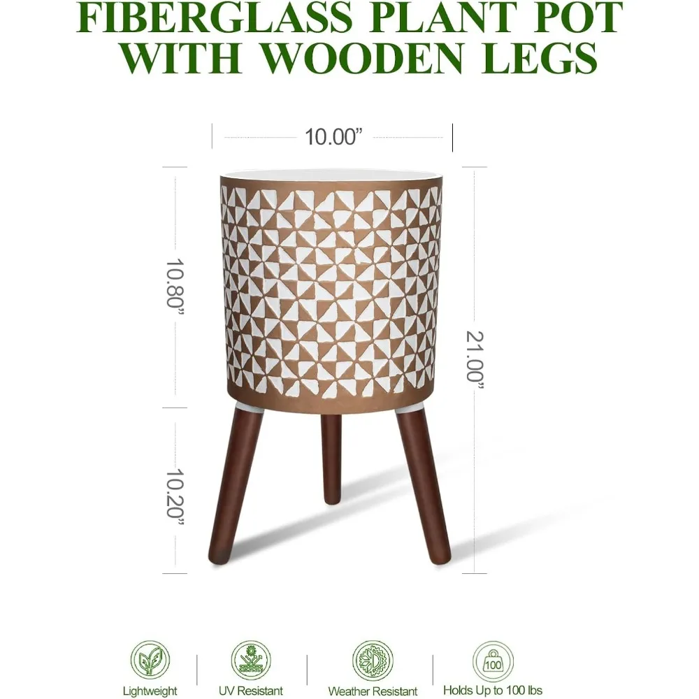 10 Inch Large Modern Plant Pot with Wood Stand, White & Gold Indoor Outdoor Planter for Living Room Garden
10 Inch Large Modern Plant Pot with Wood Stand, White & Gold Indoor Outdoor Planter for Living Room Garden