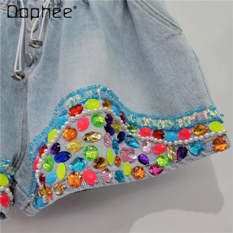 European Station Summer Heavy Design Colored Diamonds Beads High Waist Slim Wide Leg Denim Shorts Women Fashion Versatile Shorts
European Station Summer Heavy Design Colored Diamonds Beads High Waist Slim Wide Leg Denim Shorts Women Fashion Versatile Shorts