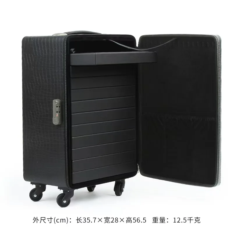 PU trolley jewelry box, business custom luggage, exhibition jewelry box with a large drawbar box
PU trolley jewelry box, business custom luggage, exhibition jewelry box with a large drawbar box